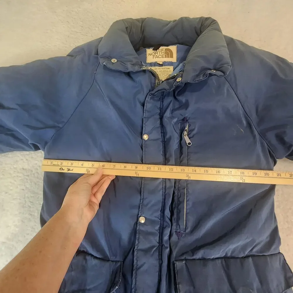 Vntg The North Face Jacket Mens XL Blue Goose Down Puffer Parka Long Coat